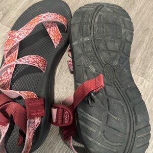 Red and Pink Strappy Sandals